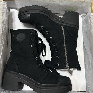 MICHAEL KORS COREY BLACK CANVAS COMBAT BOOT🥾⚫️